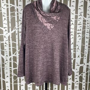 One World Charming Art Funnel Neck Top XXL Rose